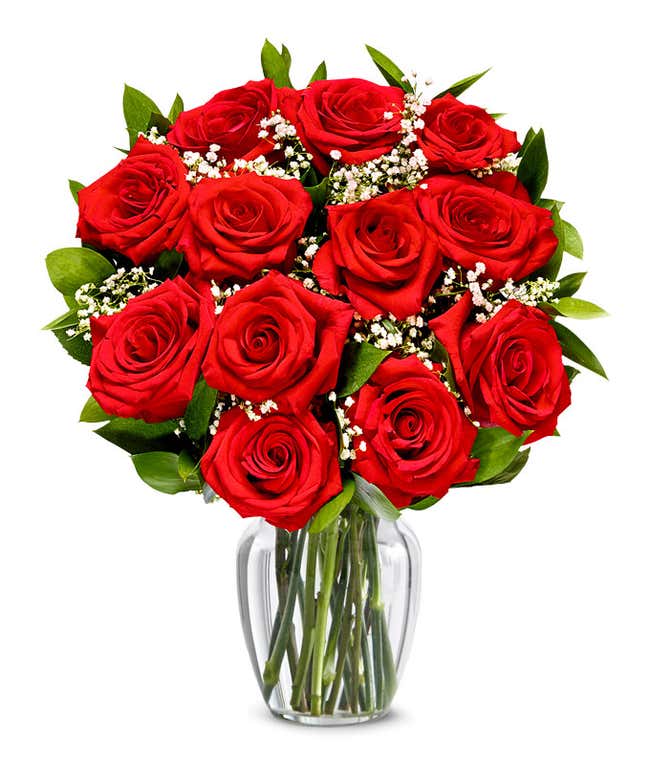 One Dozen Valentine Roses in Red
